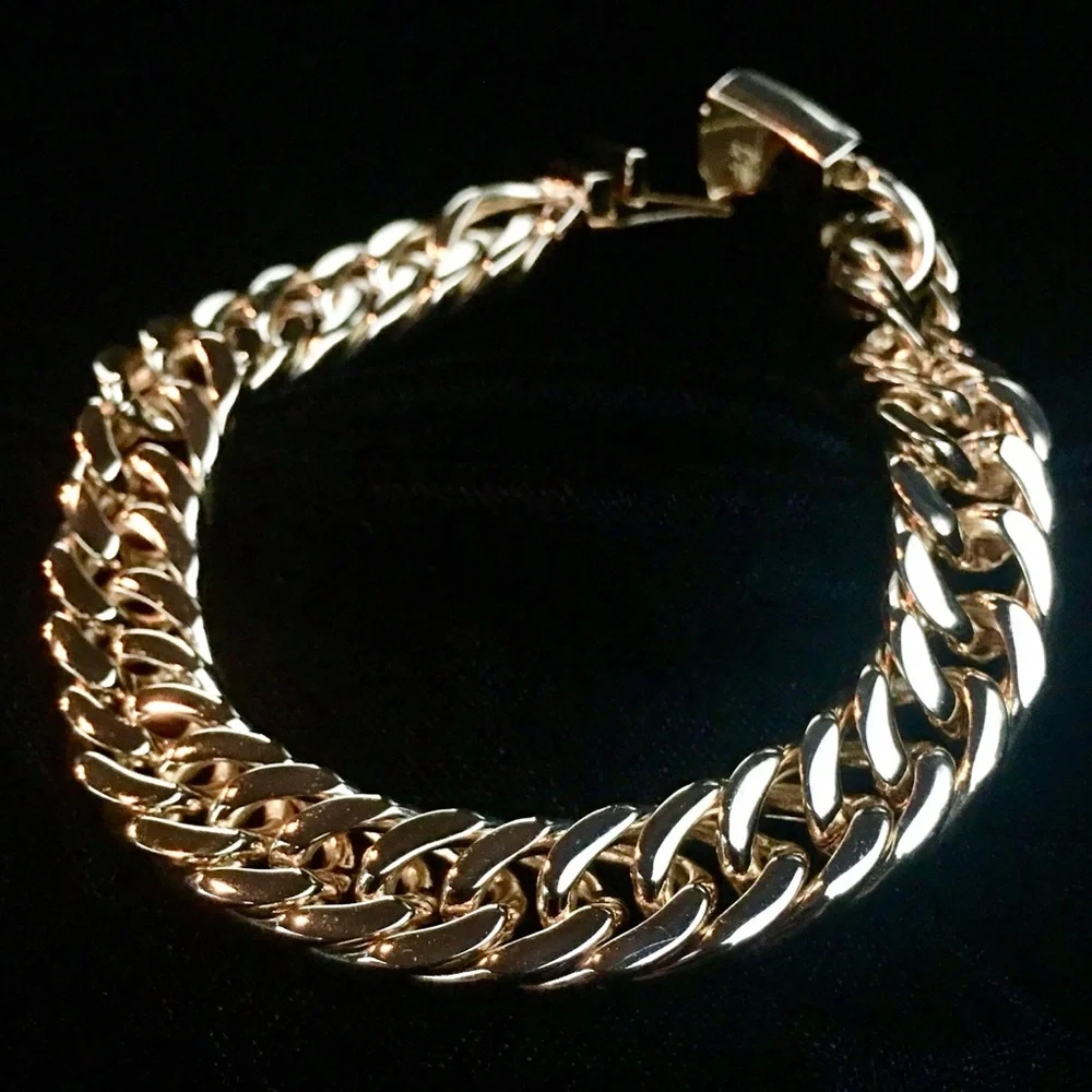 DOUBLE MIAMI CUBAN LINK BRACELET 18K GOLD MADE IN ITALY *LIFETIME WARRANTY*